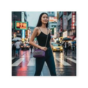 Y2K: new Tylie Malibu 𖢻 Runaway Rockstud Simone Cross Body Bag 𖢻 Purple Leather